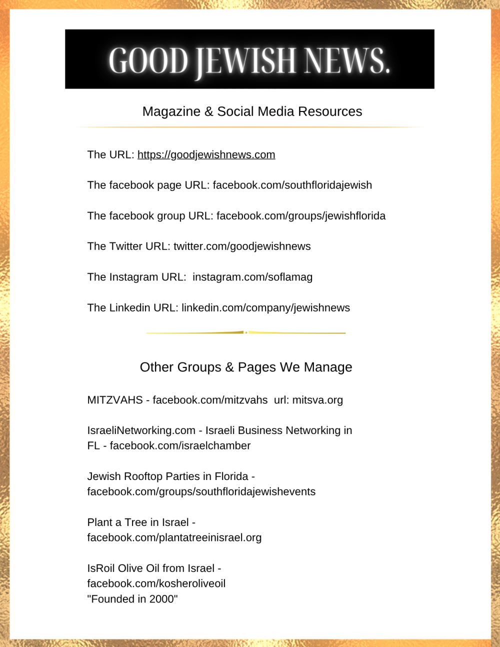 Good Jewish News Social Media Resources
