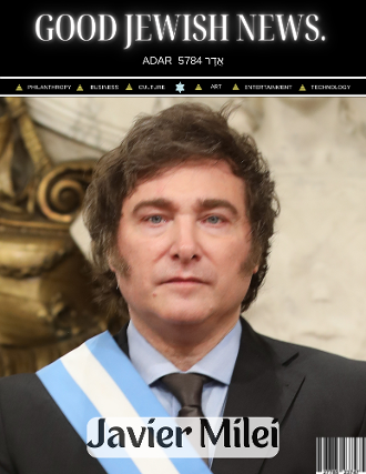 Javier Milei on cover of Good Jewish News Magazine